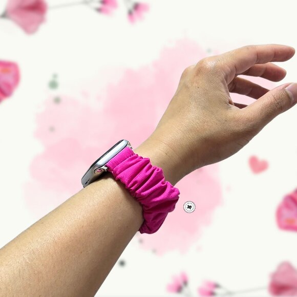 Pink Scrunchie Watch Band for Samsung, Fitbit, Apple Watch, Garmin, Gizmo - Picture 4 of 8
